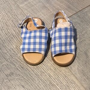 Emerald Blue and White Checkered Kids Sandals